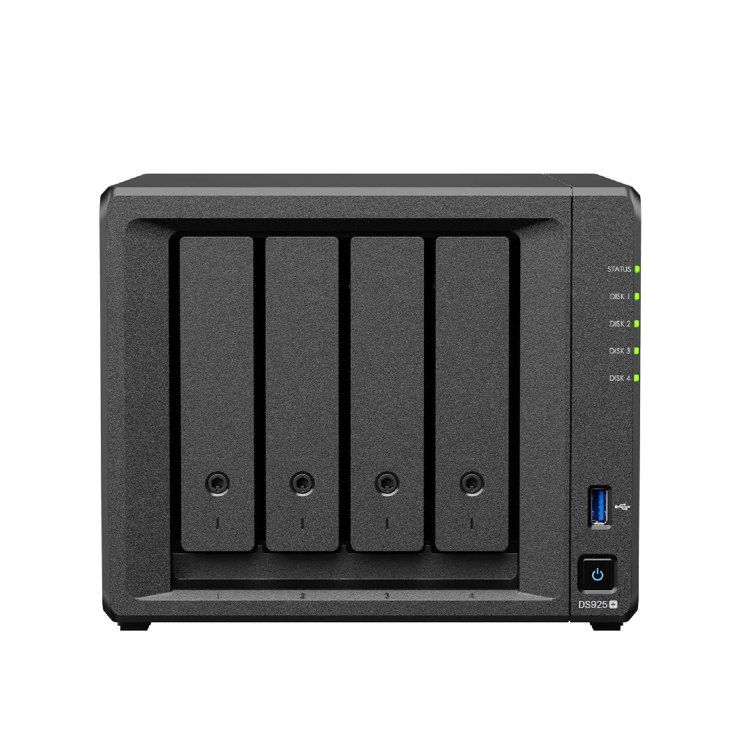 시놀로지 DS925+ 4베이 NAS 인클로저 4GB DDR4 ECC SODIMM 4베이 디스크스테이션 네트워크 클라우드 스토리지 서버 (디스크 미포함)