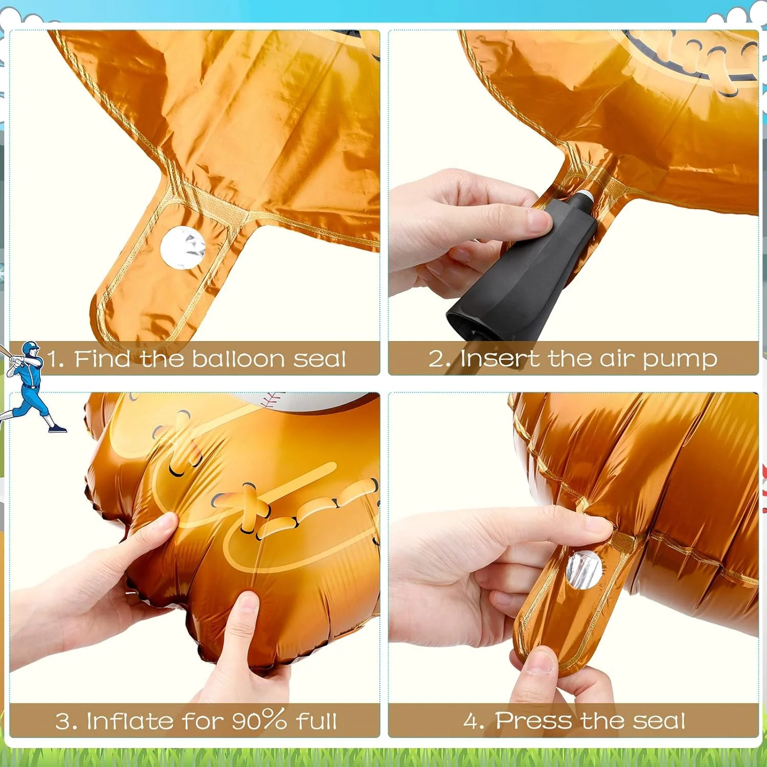 18 Stück Baseball-Aluminiumfolienballons, Handschuhe, Baseballschläger, Ball für Geburtstag, Sport-Themenparty, Dekoration, Kinderspielzeug – Detail 2