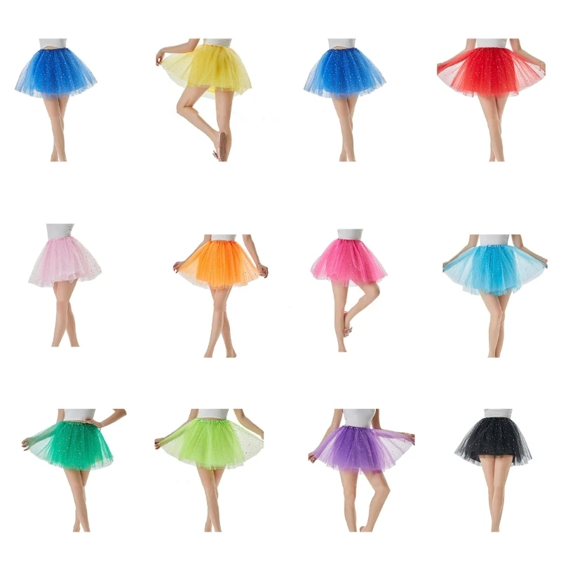 

Mini Tutu Skirt for Women 1950s Sequins Tutu Skater Skirt Layered Ballet Skirt