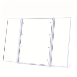 Compact LED Tri - Fold Makeup Mirror with Adjustable Stand (WHITE)