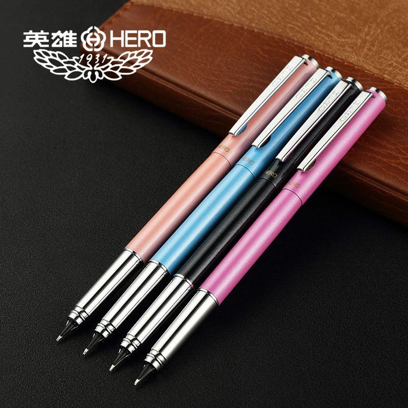 1 Pcs Hero 3266 0.5mm Iridium Nib Steel Fountain Pen 360 Degree Writing Ink Pen For Male & Female Stationery