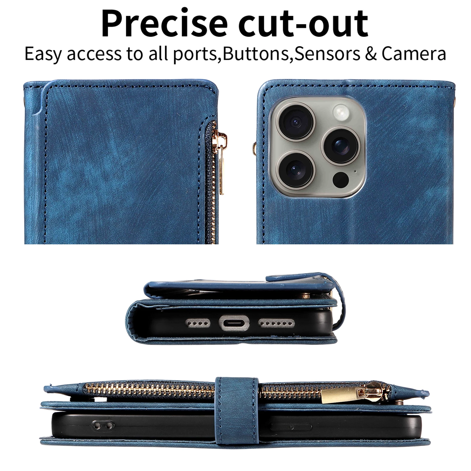 Zipper Magnetic Flip PU Leather Anti-Theft & Anti-Fall Phone Wallet Case