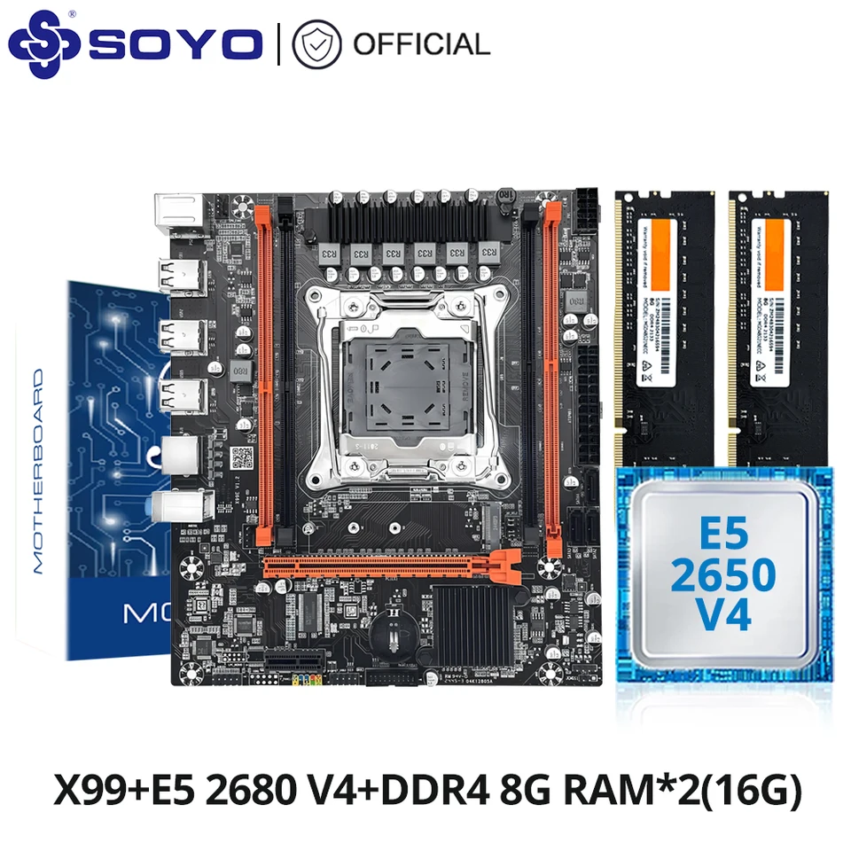 SOYO X99 Motherboard Set Kit With LGA2011-3 Xeon E5 2650 V4 CPU