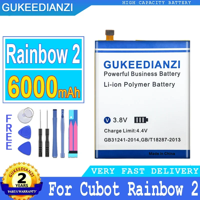 

Аккумулятор GUKEEDIANZI для мобильного телефона Cubot Rainbow 2, Rainbow 2, аккумулятор большой мощности, 6000 мАч