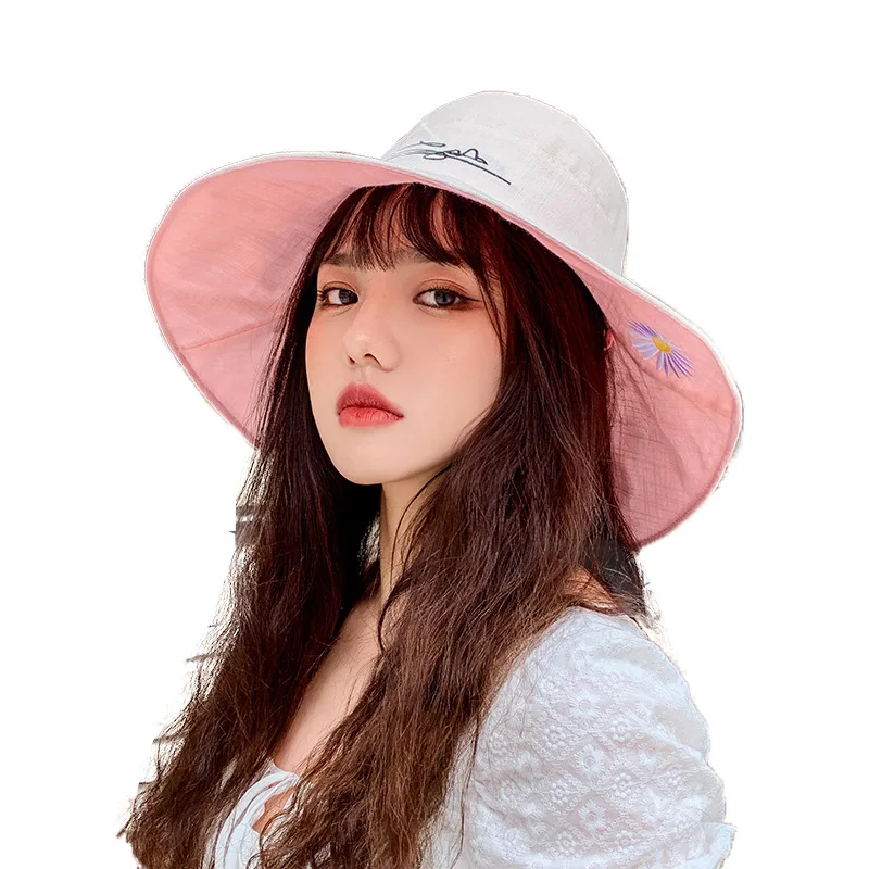 1PC Fisherman's Hat Fashion Daisy Millinery Summer Sun Protection Sun Hat Embroidery Daisies Women's Sunhat Hats for Women