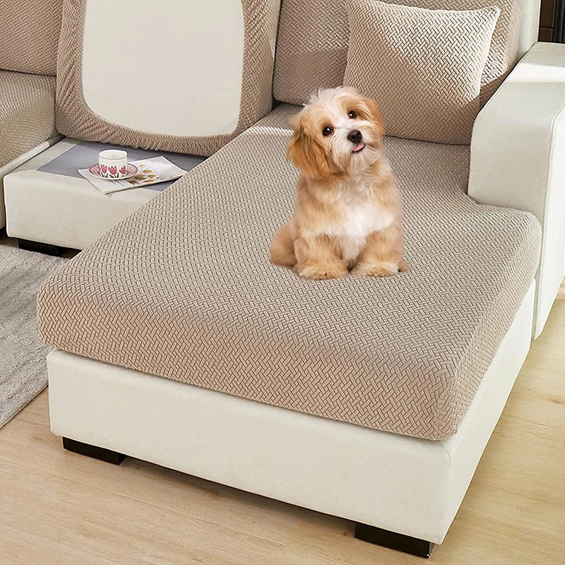 Jacquard Sofa Cushion Slipcover Protector Solid Color  Stretch Removable Sofa Seat Covers for Bedroom Office Living Room Home 4