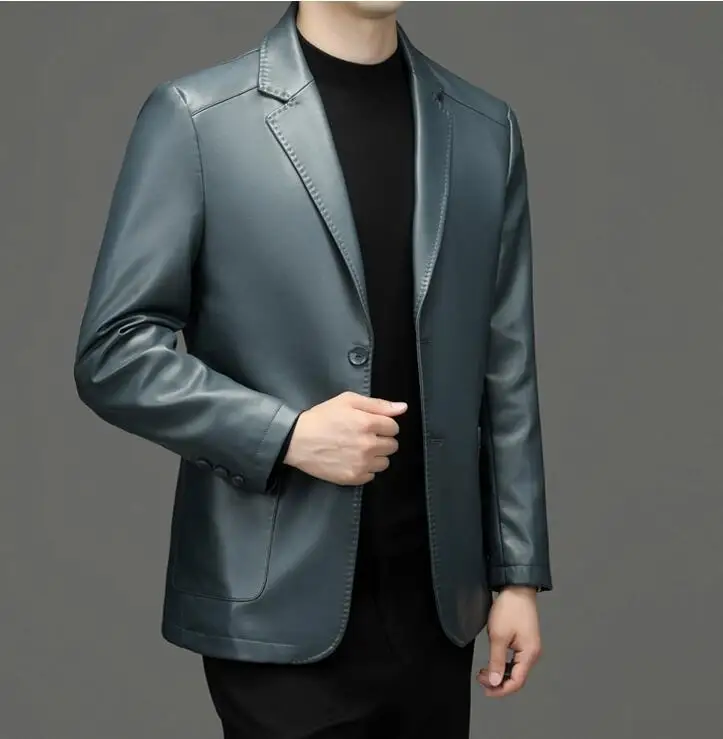 Men's Leather Jacket Business Style