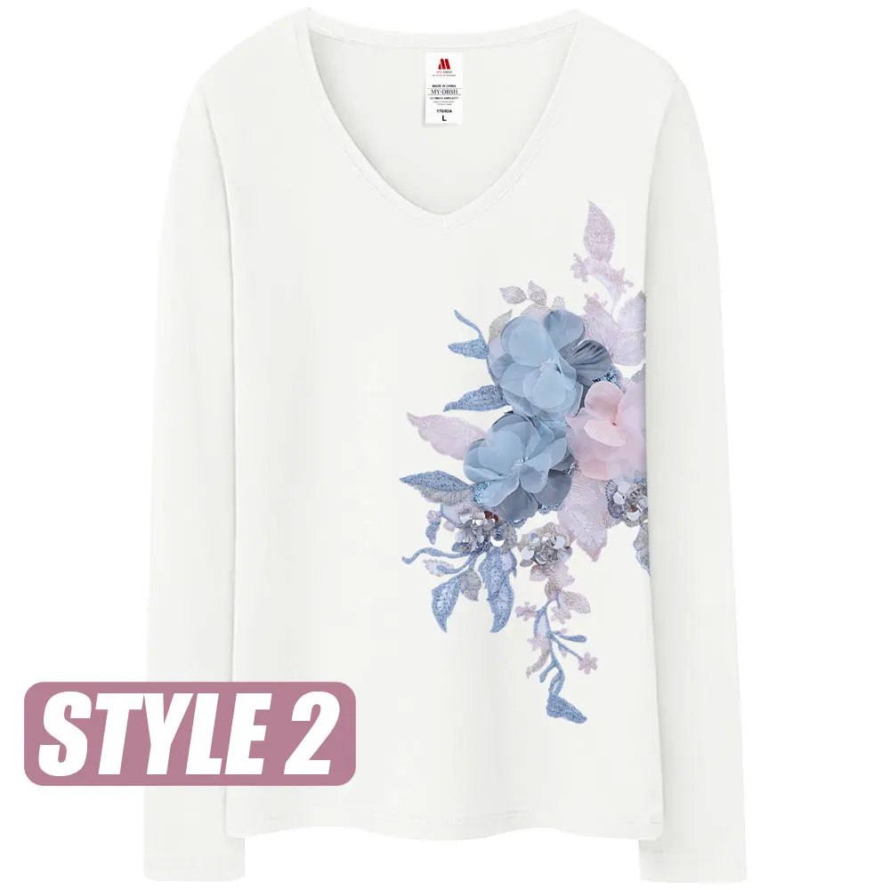 海外限定】SandroTシャツ☆Flower-Embroidered Short-Sleeve C