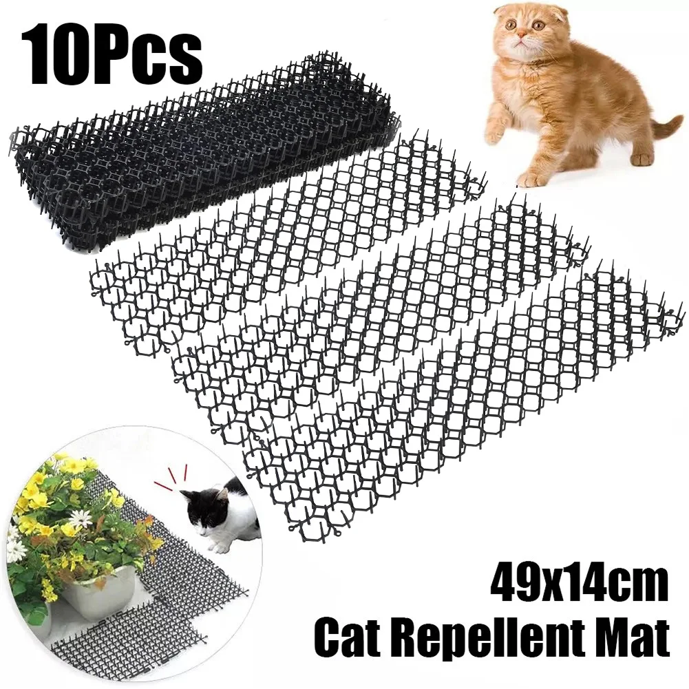 

49x14cm Garden Cat Scat Repellent Mat Prickle Strips Anti CatNet Spike Deterrent Keep Cat Dog Away Digging Climbing Pets Supplie