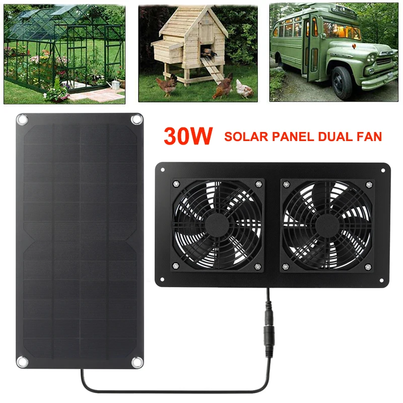 30W12VSolarExhaustFanAirExtractorVentilatorSolarPanelPowered