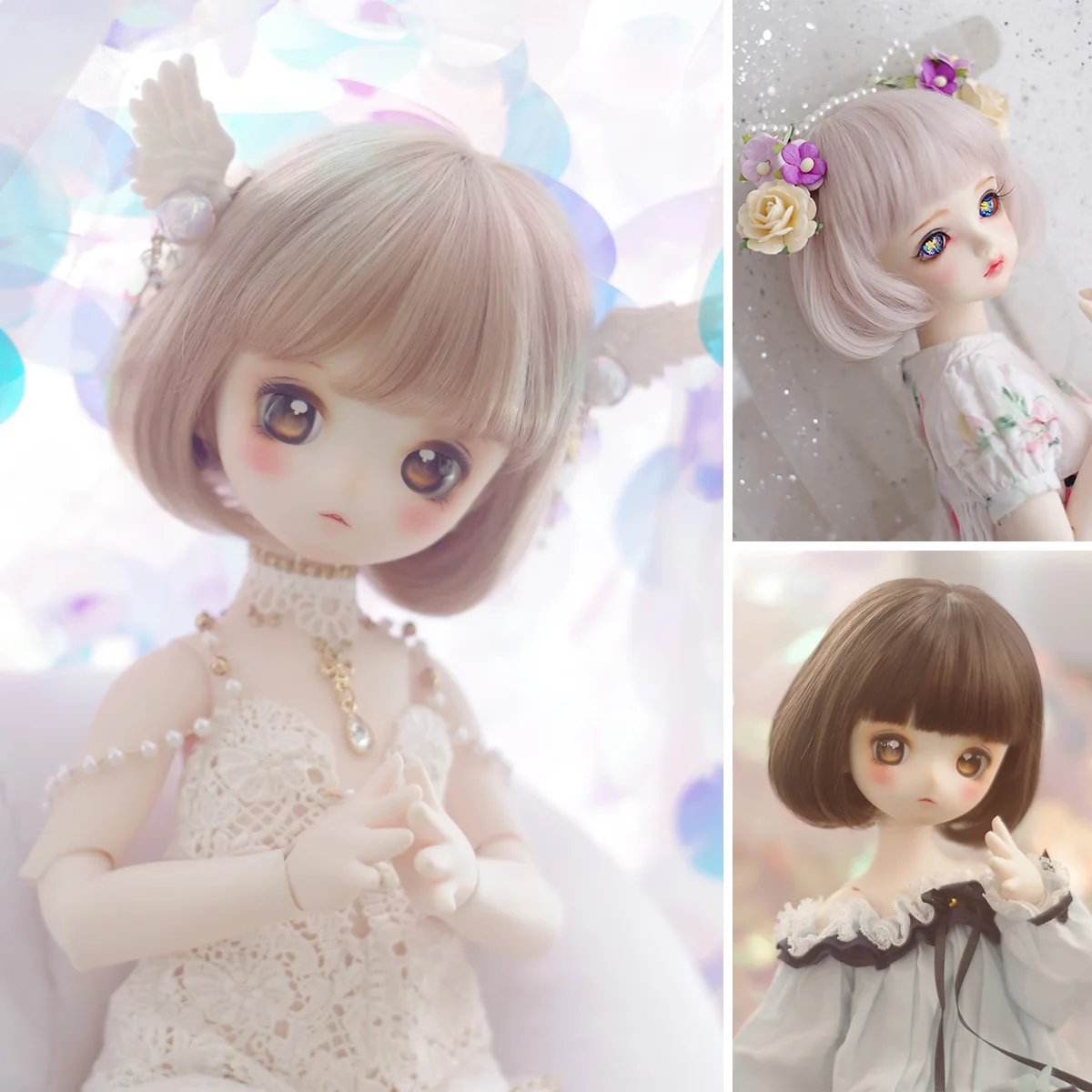 Miucat-ドールウィッグ1/6 1/4 1/3,高温繊維,ダークブラウン