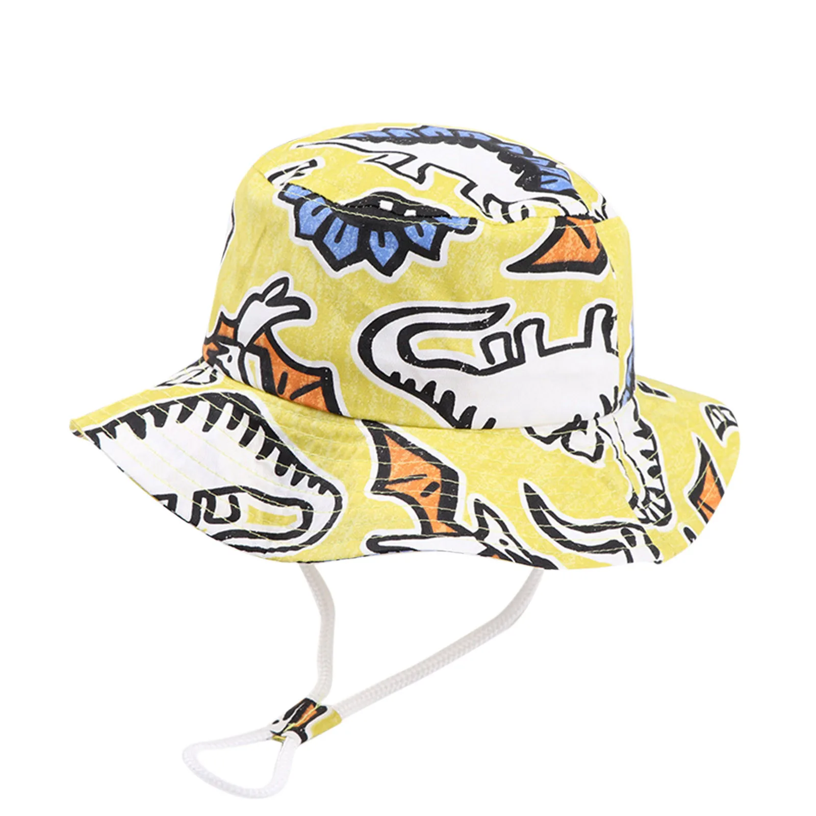 Kids Adjustable Chin Strap Sun Protection Hats Summer Spring Sun Hat Cute Cartoon Outdoor Beach Bucket Cap Kid Policeman Hat
