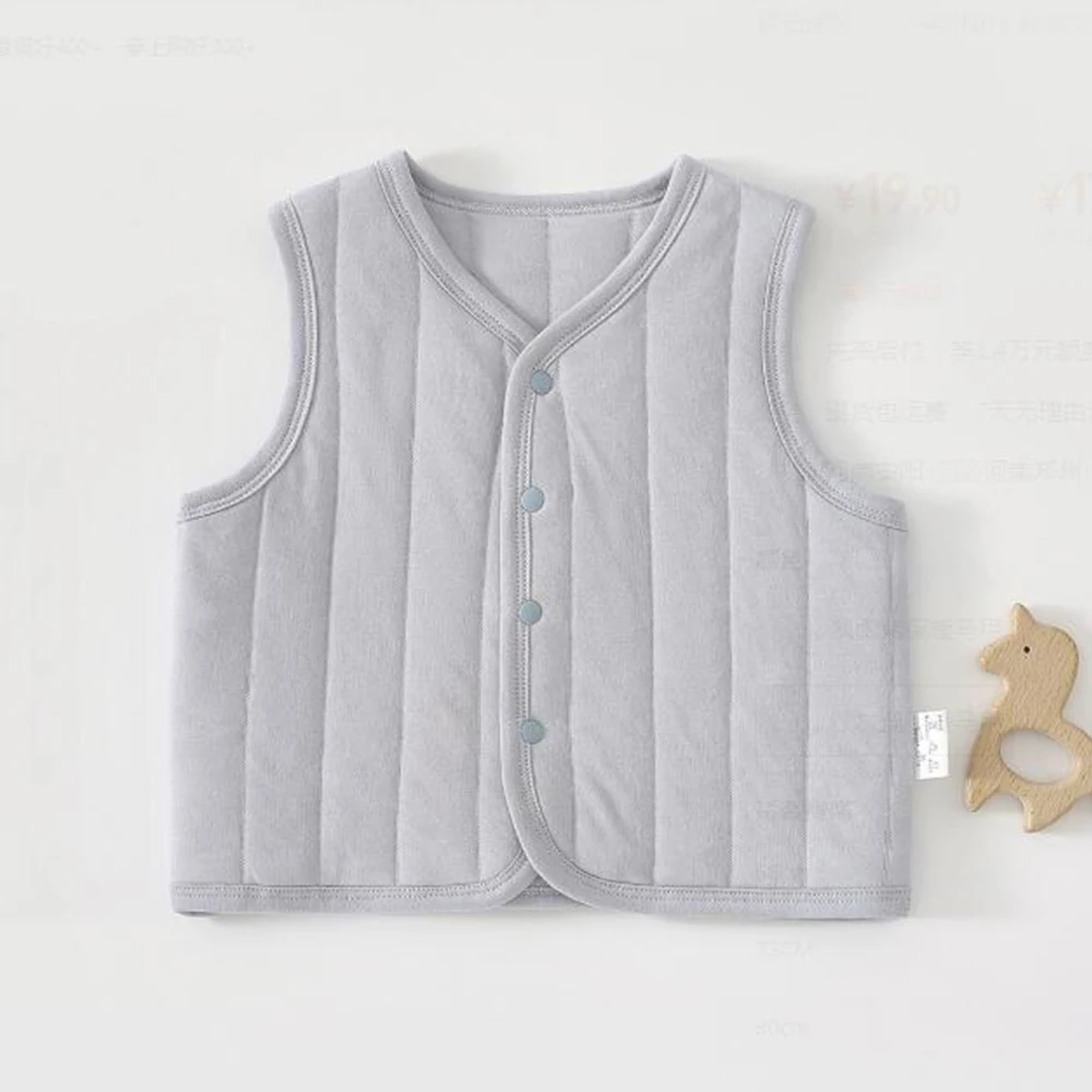  소년 조끼 퀼트 따뜻한 가을 겨울  의류 단색  소녀 외투 조끼 유니섹스  상의..