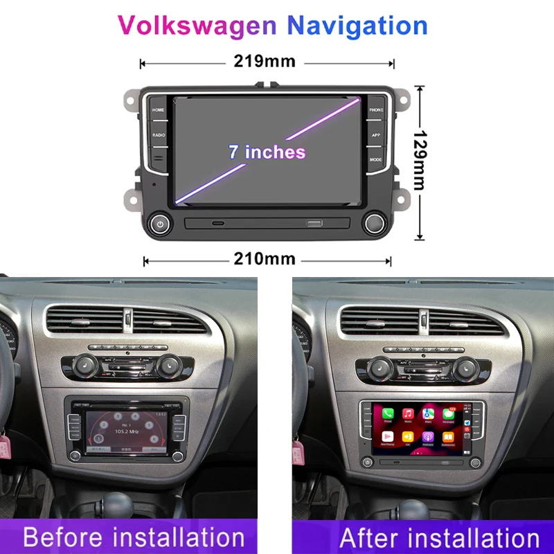 Autoradio 1 DIN con Schero CarPlay &ap; Android Auto – 7 Pollici Touchscreen Stereo Auto con