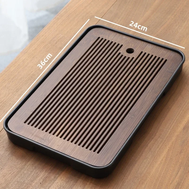 Portable Bamboo Tea Tray 1Pcs Small Household Simple Kung Fu Set Drainage Storage Drainage Dry and Wet Dual Use tea tray