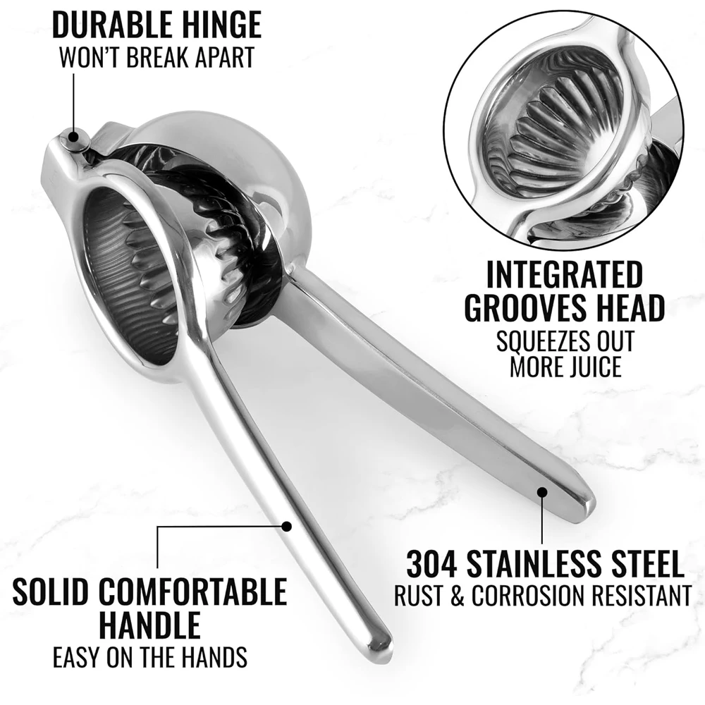 Kitchen Lemon Squeezer Stainless Steel Heavy Duty Solid Metal Squeezer Bowl Manual Citrus Press Juicer
