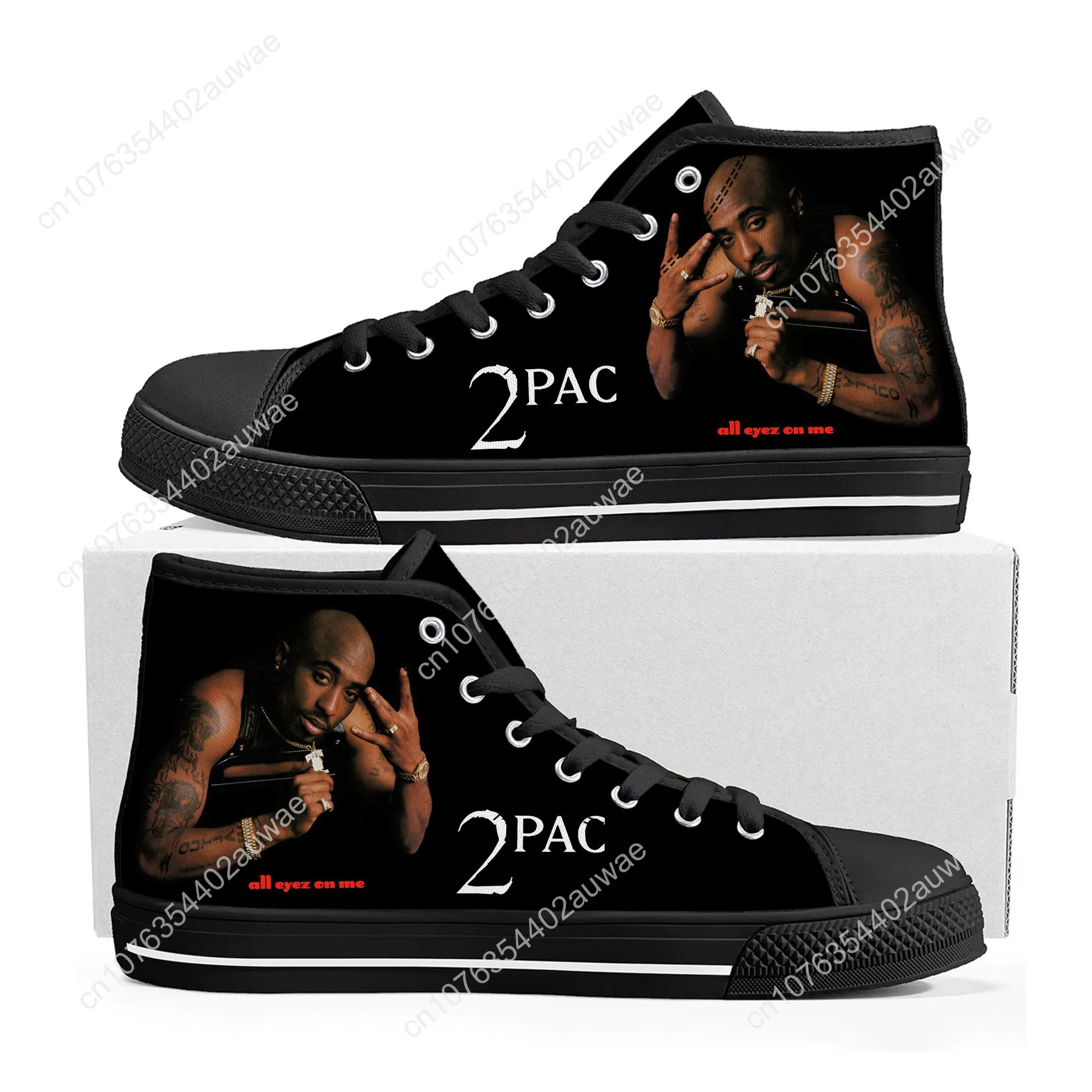 Tupac 2pac Fashion Unisex High Top Shoes High Quality Sneakers Men Women Teenager Canvas Sneaker Casual Couple Shoes Custom Shoe