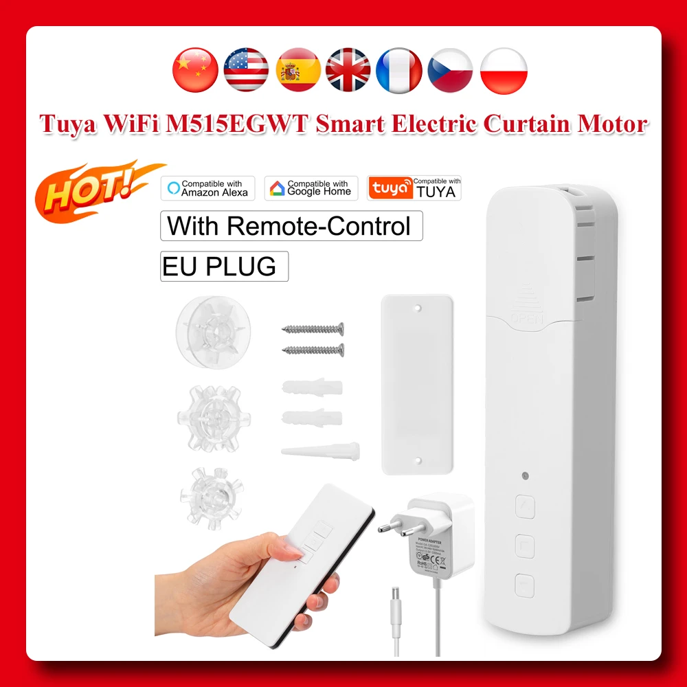 Tuya WiFi M515EGWT 스마트 동력 체인 롤러 블라인드 Alexa Google 홈 전기 커튼 모터 용 비드 커튼 모터 작업