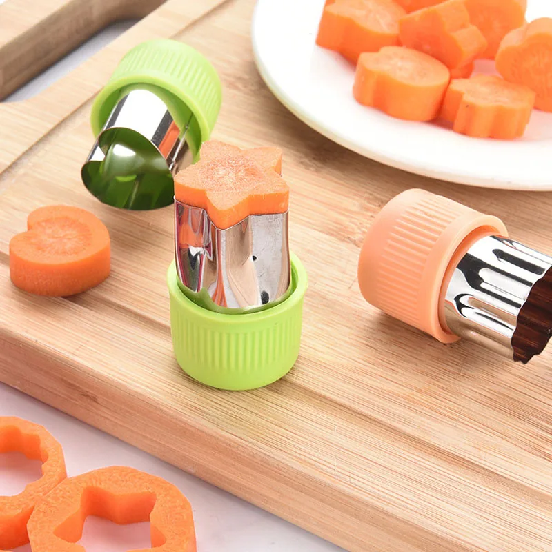 Star Heart Shape Vegetables Cutter Plastic Handle 3Pcs Portable Cook Tools Stainless Steel Fruit Cutting Die Kitchen Gadgets. 