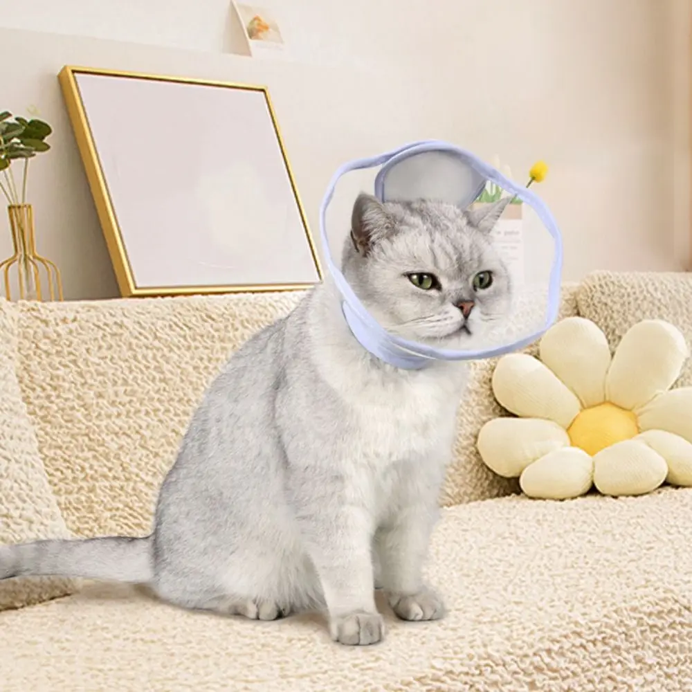 

Flower Shape Cat Cone With Drawstrings Transparent Pet Recovery Collar PVC Adjustable Cat Elizabethan Collar