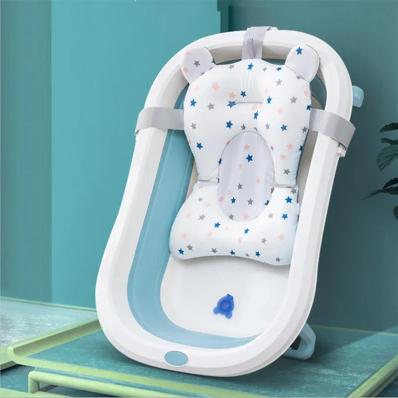 Portable Baby Shower Air Cushion Bed Non-Slip Bathtub Mat Newborn Safety Bath Seat