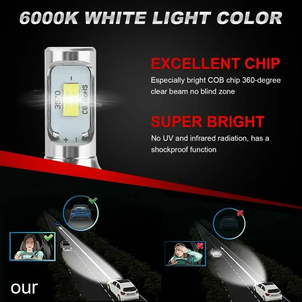 Led Car Headlights Led Lights Led Bulbs 4Pcs H4 H7 H8 H9 H11 9005 9006 Super Bright CSP LED Headlight DRL Lamp Kit High Low Beam 6000K 12V 24V
