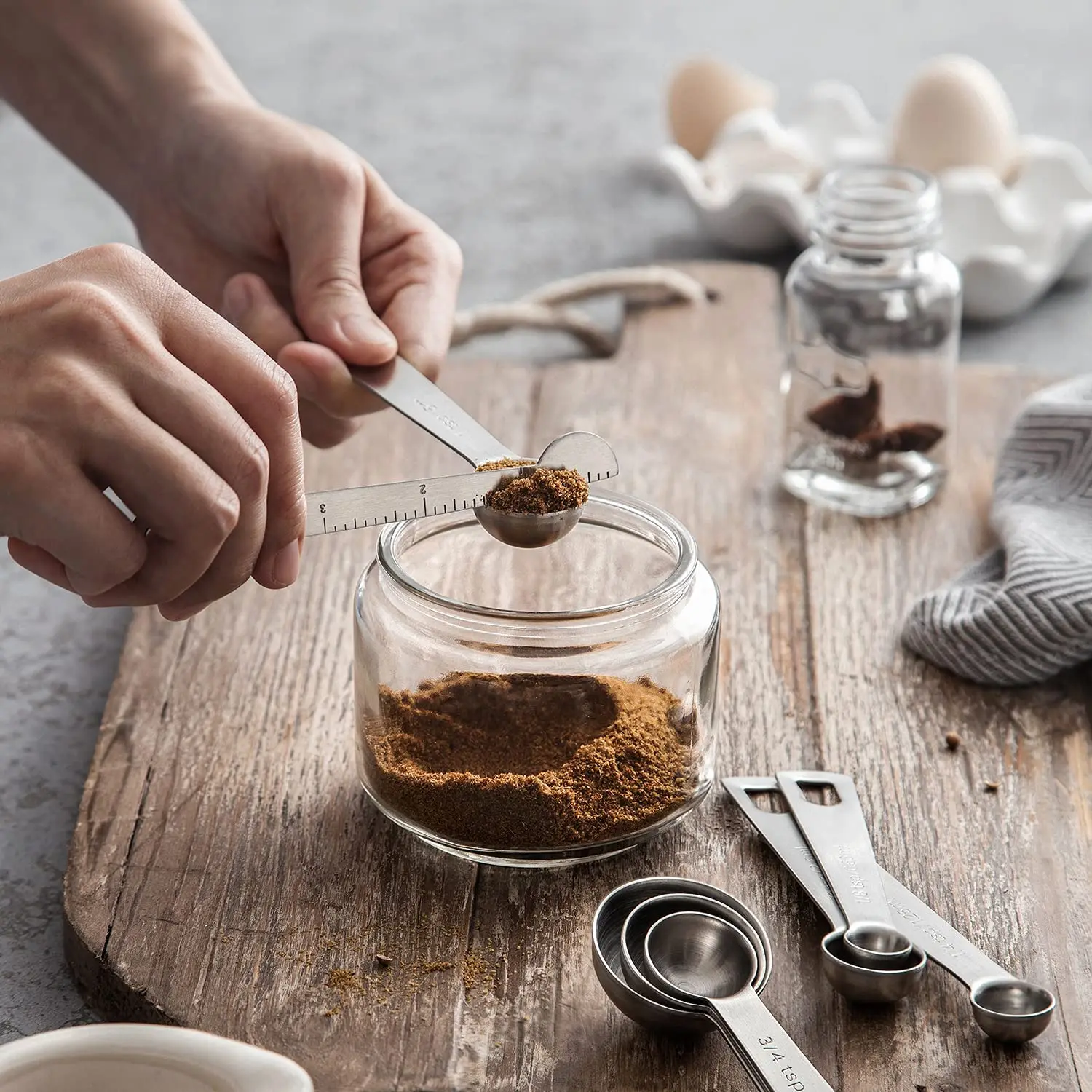 Last Confection 7pc Stainless Steel Measuring Cup Set - Includes 1/8 Cup  Coffee Scoop - Measurements for Dry and Liquid Cooking & Baking Ingredients