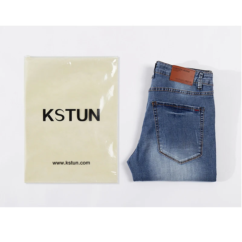 KSTUN Mens Jeans 2024 Spring Autumn Business Casual Straight Slim Fitness Elastic Blue Gentleman Trousers Cowboys Jean Hombre 6