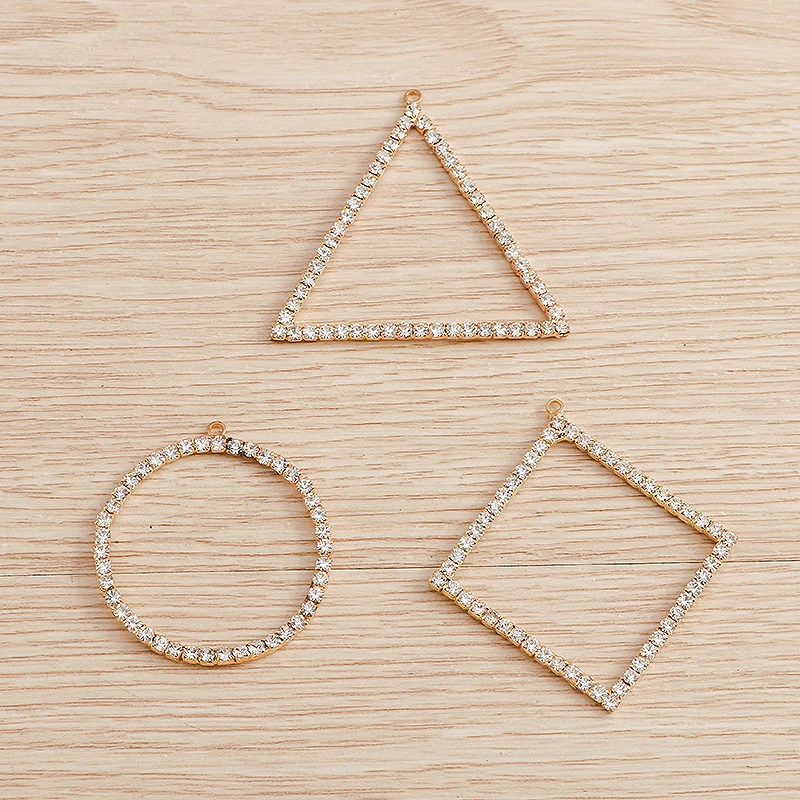 Tusember 5 Stück Kristall-Dreieck-Rund-Quadrat-Anhänger für Schmuckherstellung DIY Halskette Ohrringe Armband Handgemachtes Zubehör
