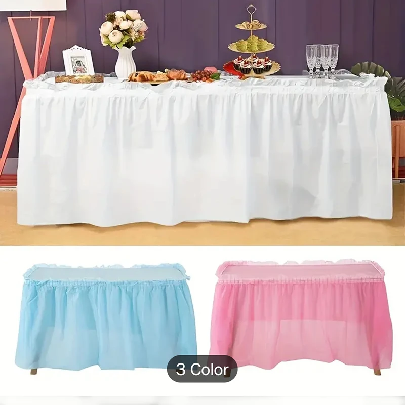 Disposable Table Skirt PEVA Solid Color Tablecloth Waterproof And Oil-proof Holiday Party Wedding Hotel Decoration 2pcs/set