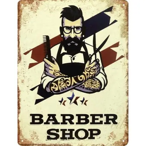 Letrero de Metal Retro Vintage, Tienda de barbería, 33x25cm, 9973932-x