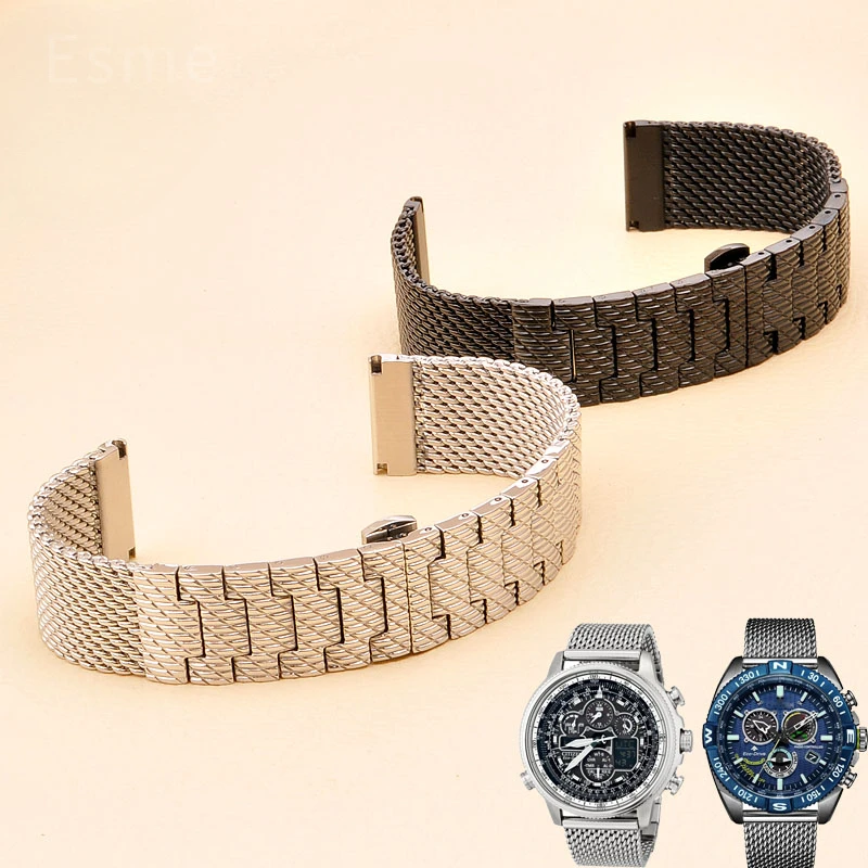 Eco-Drive Air Eagle Di Seconda Generazione Blue Angel 8037 22 23Mm Accessori Per Citizen Glossy Waterproof Men Cinturino Per Orologio Nero