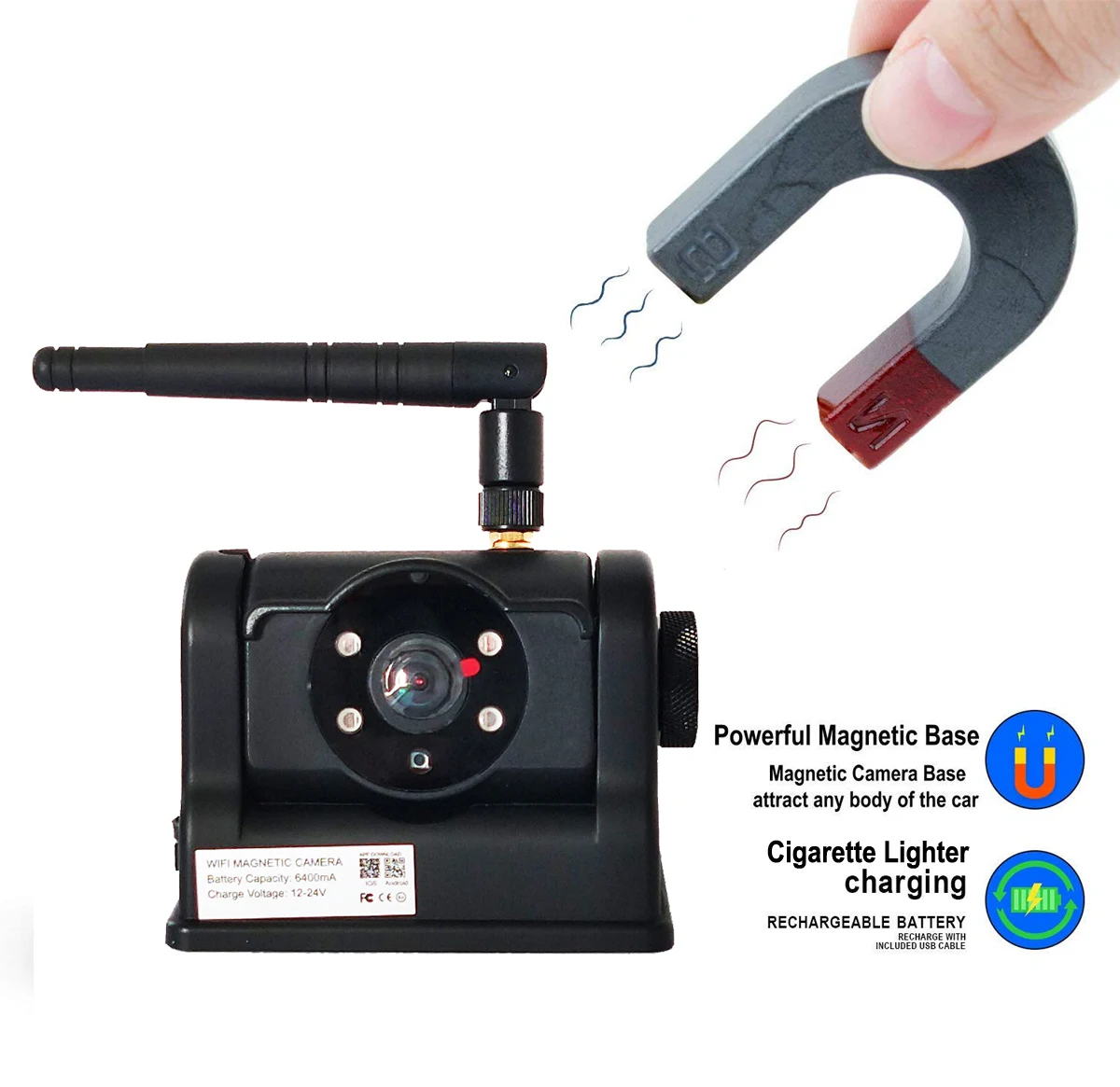 

iPoster WiFi Rear View System Support IOS Android Built-in Battery Magnetic Wireless Reverse CameraLocal stock