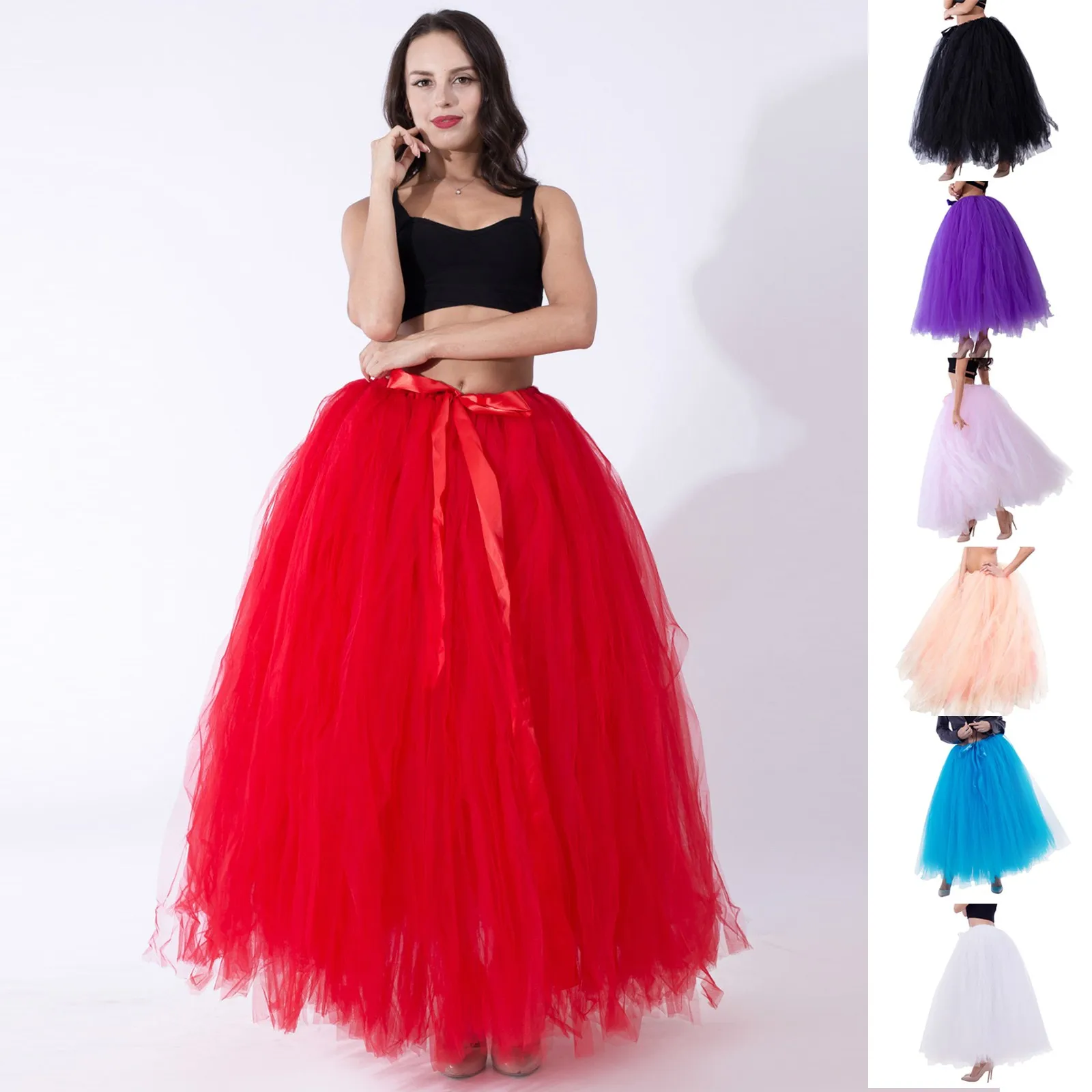 

Mardi Party Women Fashion Solid Color Lace Up Bow Puffy Skirt Handmade Skirt Performance Carnival Festival Celebration