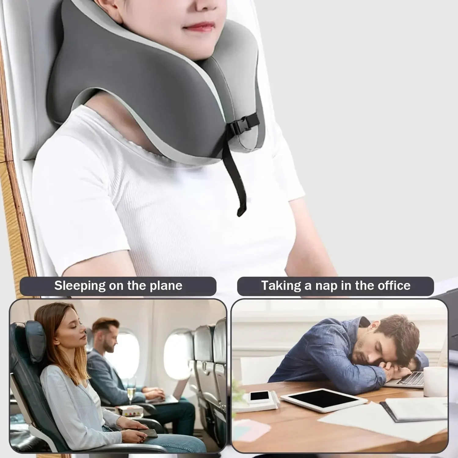 Ushaped Travel Pillows 2-in-1 Travel Pillow Face Down Pillow Cooling Gel Memory Foam Face Pillow Relax Arms Eye Surgery Support 4
