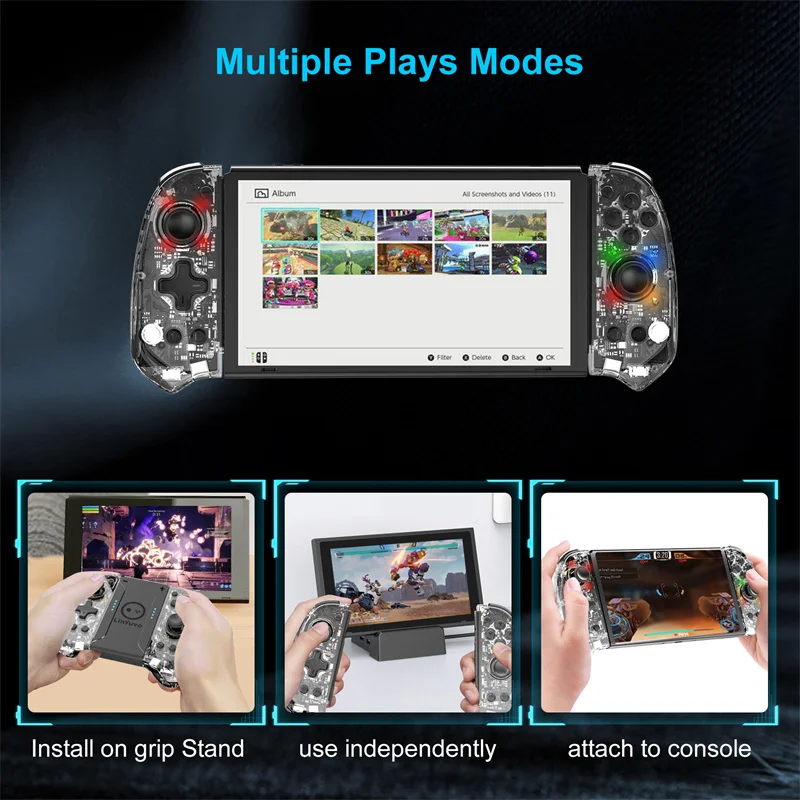 NEW LinYuvo KS58 Joypad Transparent For Switch / Switch OLED Joypad Automatic wake-up With somatosensory six-axis Compatible