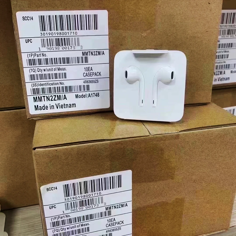 Apple Original EarPods Lightning 8p/7plus flat head xs 11 12Pro max flat mouth earphones Apple 6s 6p round mouth 3.5 earphones