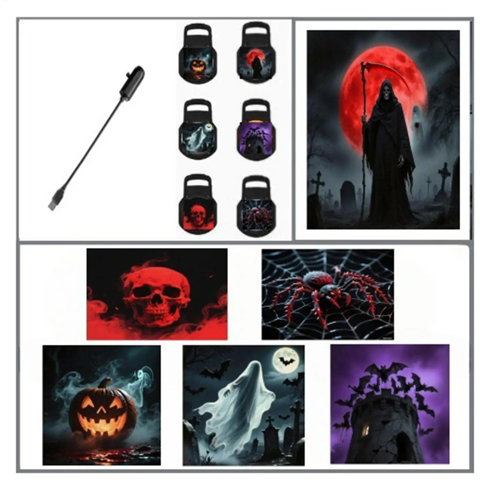 Halloween Projector 360-Degree Rotating LED Halloween Decoration Lamp for Theater Ceiling Room Night Illumination Bedroom Patio