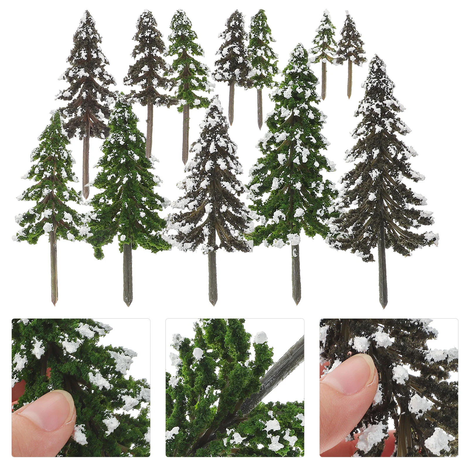 

Doitool N Scale Train Set Green Scenery Landscape Model Pine Trees 12Pcs Miniature Sisal Trees Tiny Artificial Snow Frost Trees