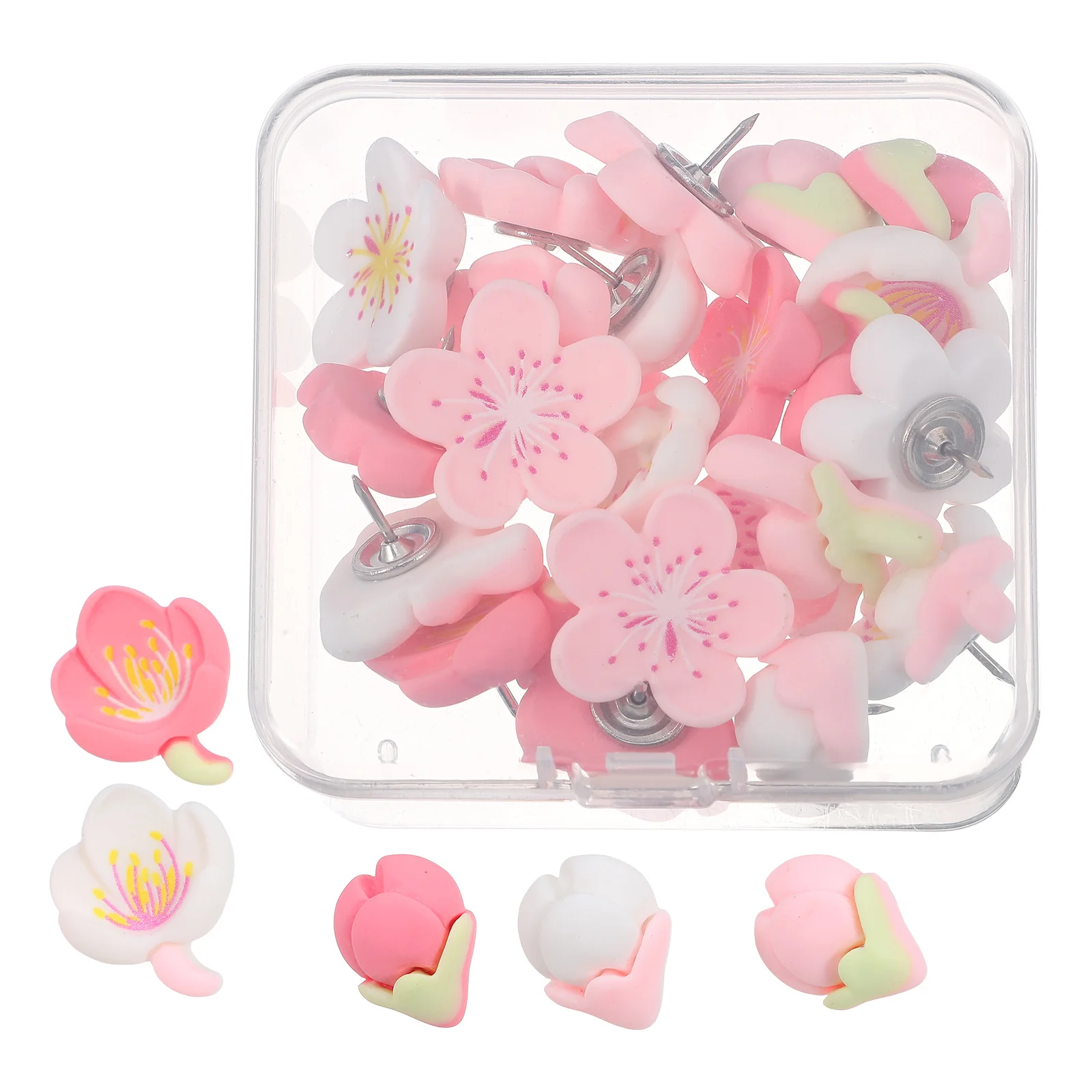 Floral Peach Blossom Thumbtack Cute Pins for Cork Board Tacks Portable Push Office