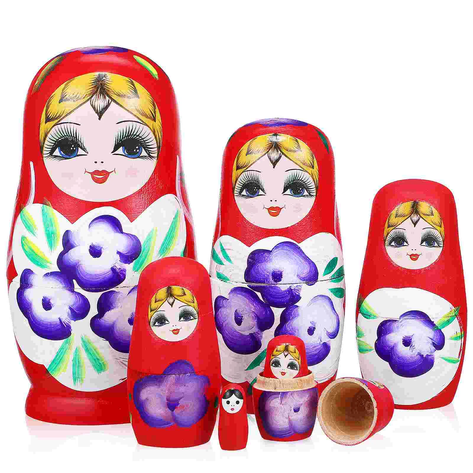 

7 Pcs Home Decoration Ornaments Toys Stacking Dolls Desktop Adorns Matryoshka Decorative Russian Playthings Nesting Child