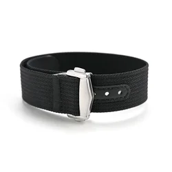 Elegant Waterproof Nylon Watch Strap with Folding Buckle - Premium Quality - 22mm (Black)