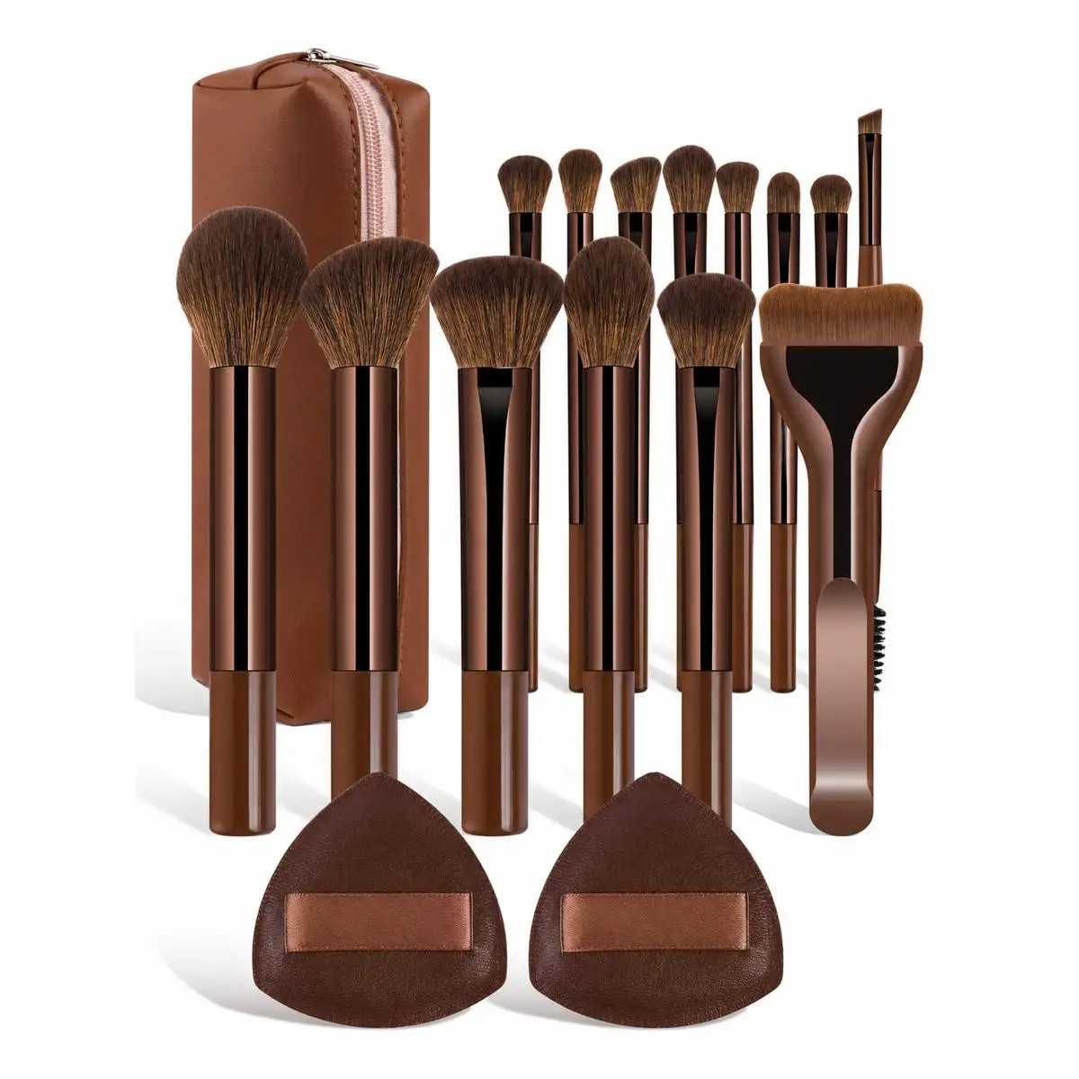 17pcs Makeup Tools Including 14pcs Makeup Brushes Set + 1pc Makeup Bag + 2pcs Air Puff Accessories Foundation Brush Blush Brush - 4