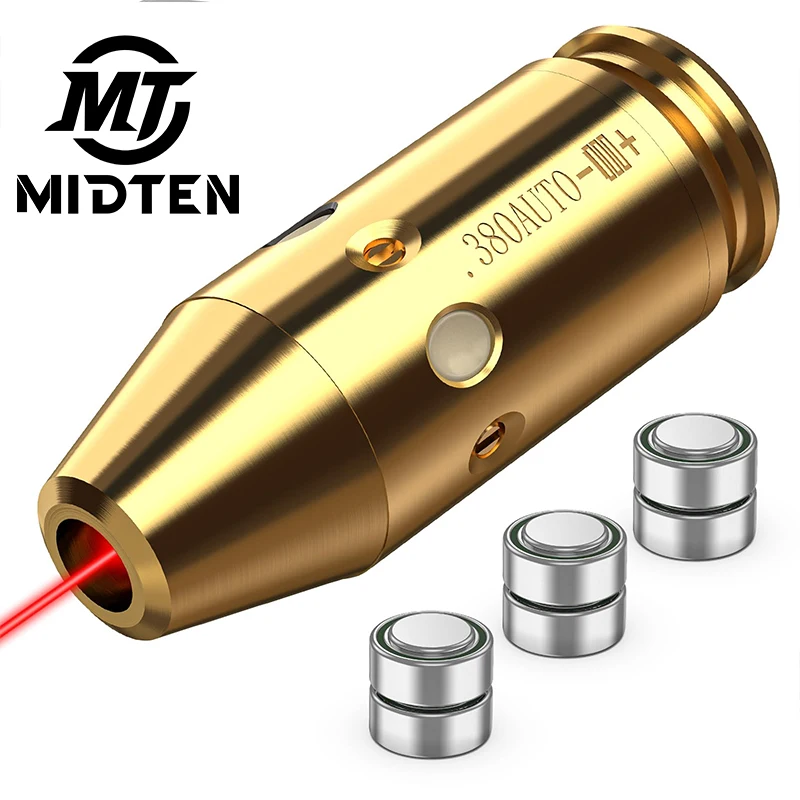 

MidTen Red Laser Bore Sight 380AUTO Boresighter Zeroing Bore Sighting with 6pcs Batteries Cal Multiple Caliber Rifle Pistol wit