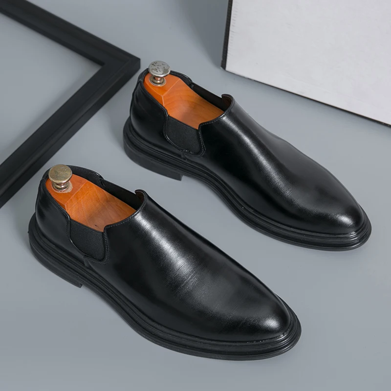 Fashion leather men casual shoes slip on flats handmade loafers classic mens formal dress business shoes moccasins