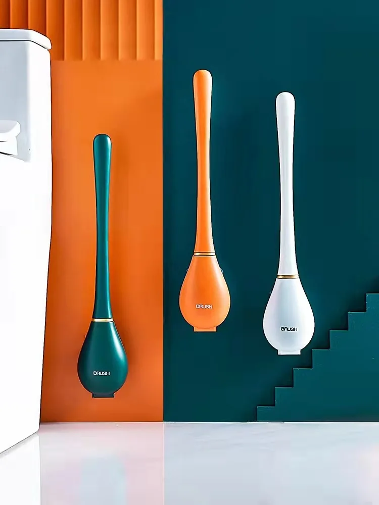 Toilet Brush Household Long Handle Soft Hair Toilet Cleaning Brush Set Silicone No Dead Angle Wall Hanging Toilet Cleaning Brush
