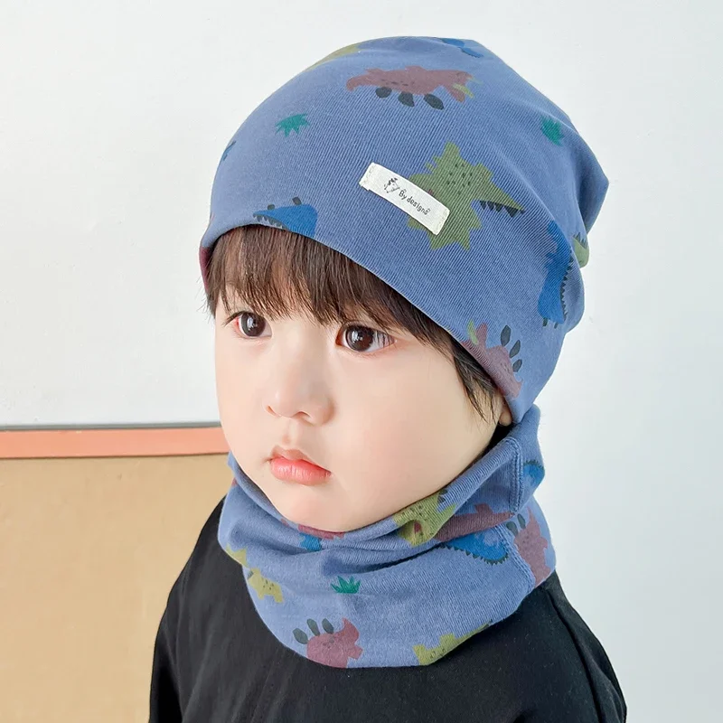 Cotton Baby Hat Scarf Set for Kids Winter Spring