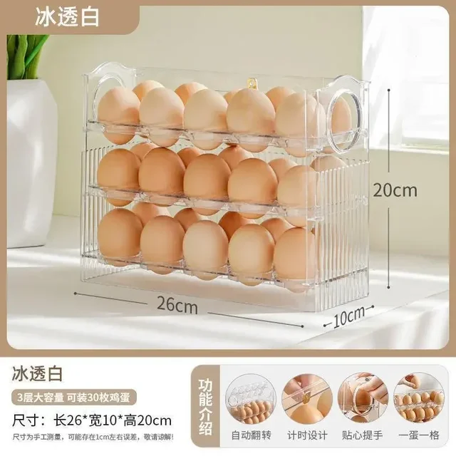 Boîte de rangement pour réfrigérateur d'œufs de cuisine de grande capacité, organisateur de plateau à œufs multicouche Portable, porte-œufs pratique à ouverture/fermeture 6