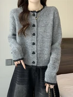 Women's ort Knitted Open Cardigan Sweater Autumn Winter New Sle Inner Wear Base irt Small Size Outerwear Cotton 00%