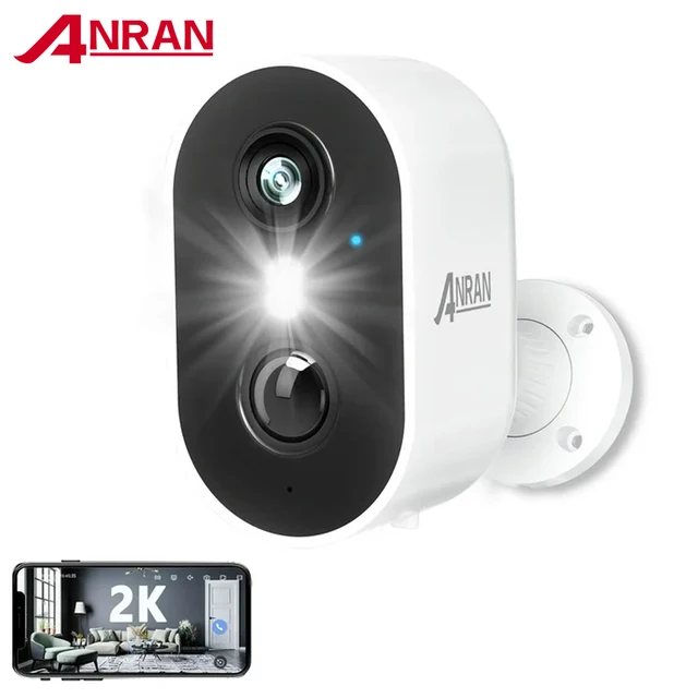 ANRAN-Caméra de sécurité domestique sans fil, batterie aste 2K, WiFi 2.4G, PIR ,IP65, fonctionne avec l'application ANRAN 1